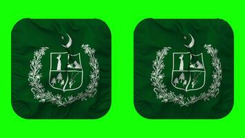 Government of Gilgit Baltistan Flag in Squire Shape Isolated with Plain and Bump Texture, 3D Rendering, Green Screen, Alpha Matte video