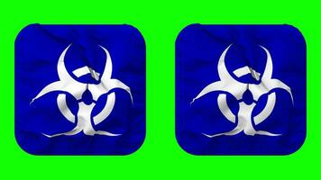 Biohazard Sign Flag in Squire Shape Isolated with Plain and Bump Texture, 3D Rendering, Green Screen, Alpha Matte video