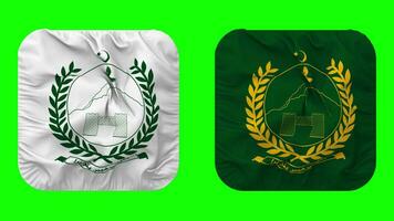 Government of Khyber Pakhtunkhwa, KPK Flag in Squire Shape Isolated with Plain and Bump Texture, 3D Rendering, Green Screen, Alpha Matte video