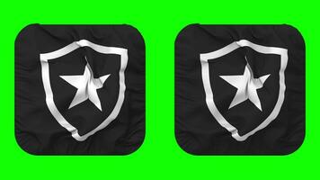 Botafogo de Futebol e Regatas Flag in Squire Shape Isolated with Plain and Bump Texture, 3D Rendering, Green Screen, Alpha Matte video