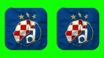 Gradanski nogometni Verein dinamo Zagreb, gnk dinamo zagreb Flagge im Knappe gestalten isoliert mit einfach und stoßen Textur, 3d Wiedergabe, Grün Bildschirm, Alpha matt video