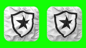 Botafogo de Futebol e Regatas Flag in Squire Shape Isolated with Plain and Bump Texture, 3D Rendering, Green Screen, Alpha Matte video