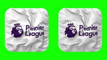 Premier League Flag in Squire Shape Isolated with Plain and Bump Texture, 3D Rendering, Green Screen, Alpha Matte video