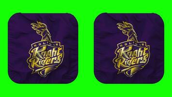 kolkata Chevalier cavaliers, kkr drapeau dans écuyer forme isolé avec plaine et bosse texture, 3d le rendu, vert filtrer, alpha mat video