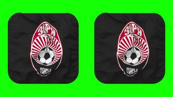 FC Zorya Luhansk Flag in Squire Shape Isolated with Plain and Bump Texture, 3D Rendering, Green Screen, Alpha Matte video