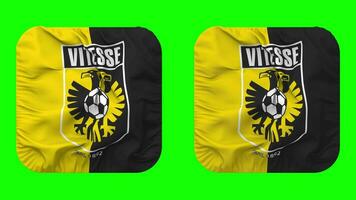 SBV Vitesse Arnhem Flag in Squire Shape Isolated with Plain and Bump Texture, 3D Rendering, Green Screen, Alpha Matte video