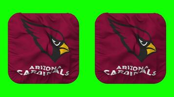 Arizona cardeais bandeira dentro escudeiro forma isolado com avião e colisão textura, 3d Renderização, verde tela, alfa fosco video