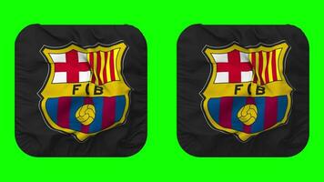 futbol club Barcelone, FCB drapeau dans écuyer forme isolé avec plaine et bosse texture, 3d le rendu, vert filtrer, alpha mat video