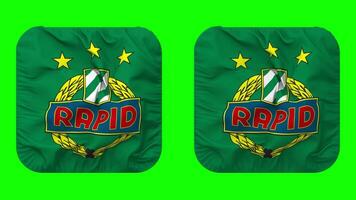 Sportklub Rapid Wien, SK Rapid Wien Flag in Squire Shape Isolated with Plain and Bump Texture, 3D Rendering, Green Screen, Alpha Matte video