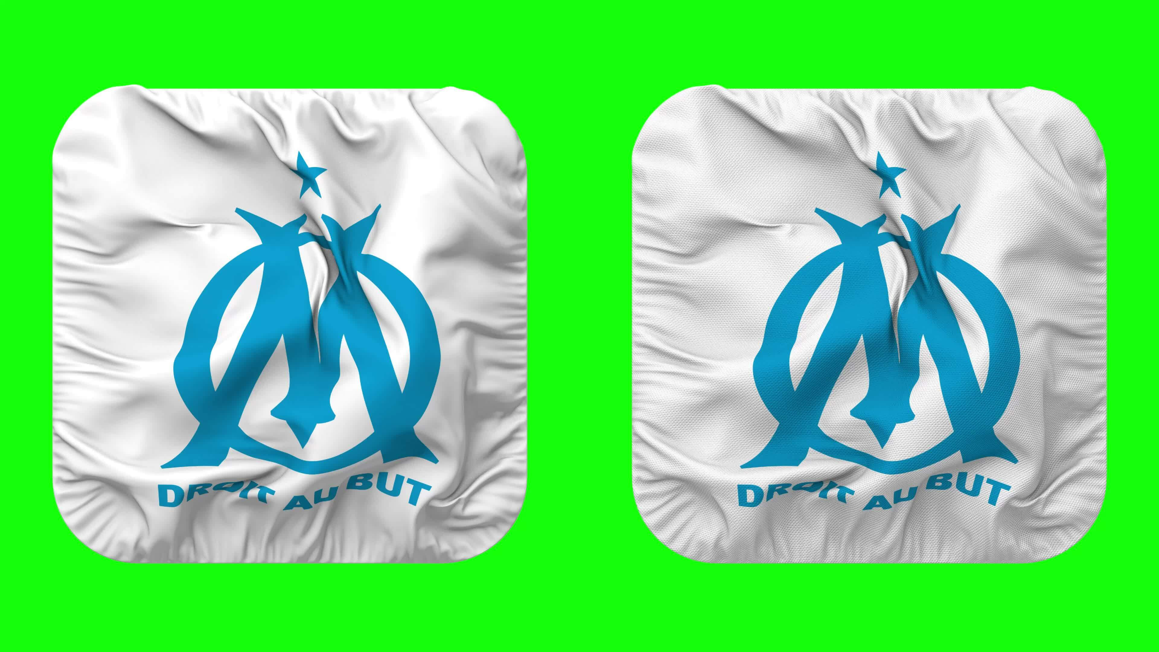 Olympique de Marseille Flag Waves Isolated in Plain and Bump