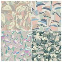 Vector nature themed illustration seamless repeat pattern set digital artwork