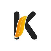 Logo design of initial letter K with leaf. nature logo, leaf logo. a unique, exclusive, elegant, professional, clean, simple, modern logo. vector