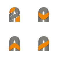 creativo último un logo colocar, naranja, simple, limpio, inicial logo, vector