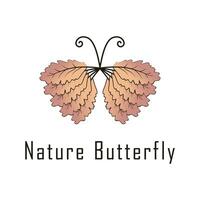 Butterfly logo concept with leaf, nature butterfly. vector