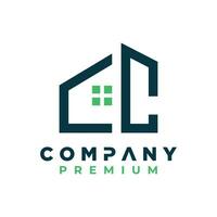 monogram letter cg cc real estate logo design vector