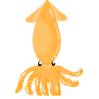 an orange squid with a long tail and a long neck png