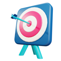 arrow on target object in isolated 3d rendering with transparent background png