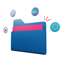 file on folder object in isolated 3d rendering with transparent background png