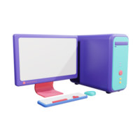 3D Computer Desktop Object with Transparent Background png