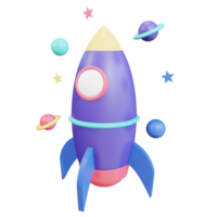 Rocket 3d Render object with transparent background png