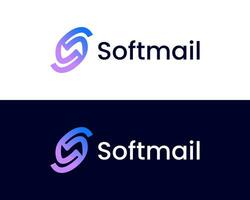 Letter s with mail sign modern logo design template vector