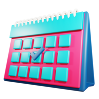 Checkliste auf Kalender im isoliert 3d Rendern mit transparent Hintergrund png