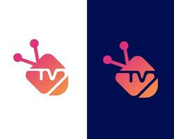 televisión logo diseño con letra re moderno logo vector