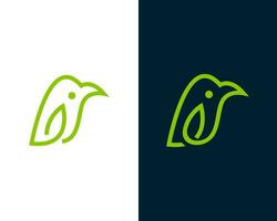 Simple bird with leaf icon logo design template vector