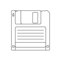 Floppy Disk Outline Icon Illustration on White Background vector