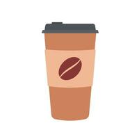 Paper Coffee Cup with Lid Flat Illustration. Clean Icon Design Element on Isolated White Background vector