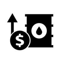 Oil Price Increase Icon. Crude oil drum and dollar coin. Vector. vector