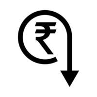 Indian rupee price fall icon. Vector. vector