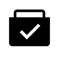 Bag silhouette icon with check mark. Vector. vector