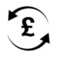 Rotating arrows and British pound icon. Currency exchange. Vector. vector