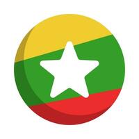 Circular Myanmar flag icon. Vector. vector