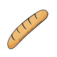 Hand drawn bread baguette doodle. Organic ecological food. Vector flat cartoon illustration isolated on white