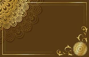 Gold Mandala Ornament Border Frame with Brown Background vector