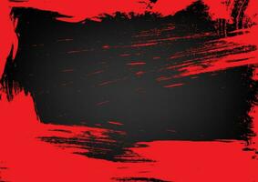 Abstract red grunge brush stroke frame picture on black background Vector illustration