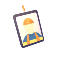 3D icon worker id card rendered isolated on the transparent background png