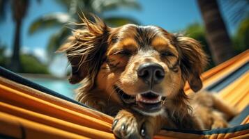 Amusing Summer Scene with a Dog Lounging in Style photo