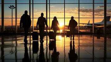 familia siluetas embarcarse en un memorable viaje experiencia foto