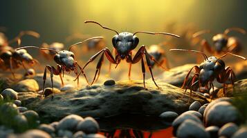 Power of ant leader, teamwork concept, Generative AI photo