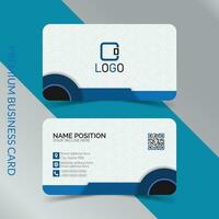 Clean and Stylish business card template, Horizontal name card, Elegant stationery business card design and modern blue and white visiting card layout. vector