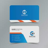 Modern creative blue and white business card and name card,horizontal simple clean template vector design with mockup and background