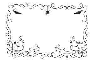 Halloween flourish wilds swirls Square Border frame, witch creepy scary bone victorian pumpkin bat spider pictures frames, vintage rectangle Decorative curly Elegant embellishment ornament borders vector