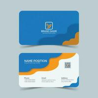 Clean and Stylish business card template, Horizontal name card, Elegant stationery business card design and modern blue and white visiting card layout. vector