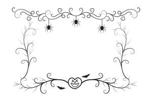 Halloween flourish wilds swirls Square Border frame, witch creepy scary bone victorian pumpkin bat spider pictures frames, vintage rectangle Decorative curly Elegant embellishment ornament borders vector