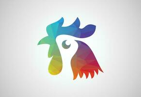 Low Poly and Chicken vector logo design. Farm, hen, fowl icon, Vector design concept