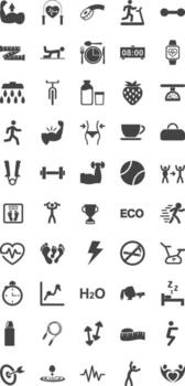 Set simple workout fitness-related icons. With an outline style. Contains barbells, treadmills and others. With the purpose of ui, web, application or software and many others vector