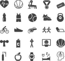 Set simple workout fitness-related icons. With an outline style. Contains barbells, treadmills and others. With the purpose of ui, web, application or software and many others vector